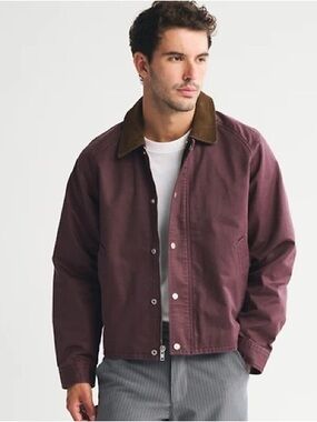 Mens Abercrombie & Fitch Cropped Barn Workwear Jacket | Red Wine / Burgundy